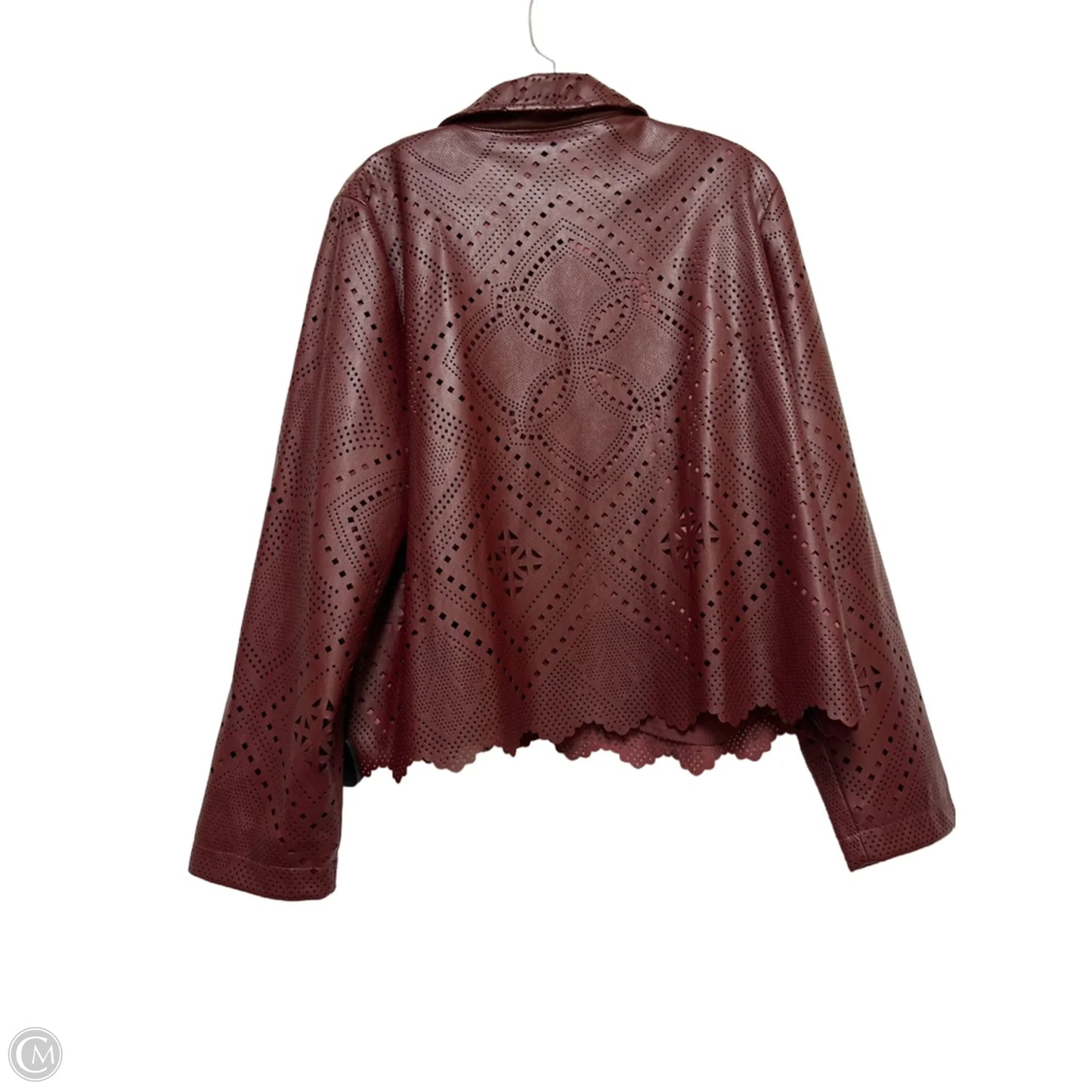 Jacket Leather By Chicos In Maroon, Size: L