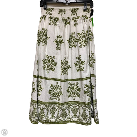 Skirt Midi By Cece In Green & White, Size: 8
