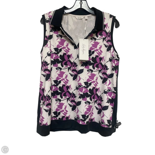 Athletic Tank Top By Lady Hagen In Purple & White, Size: L