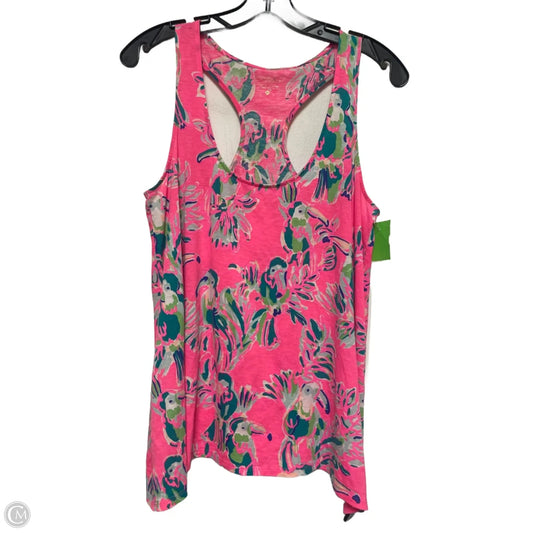Tank Top Designer By Lilly Pulitzer In Green & Pink, Size: M