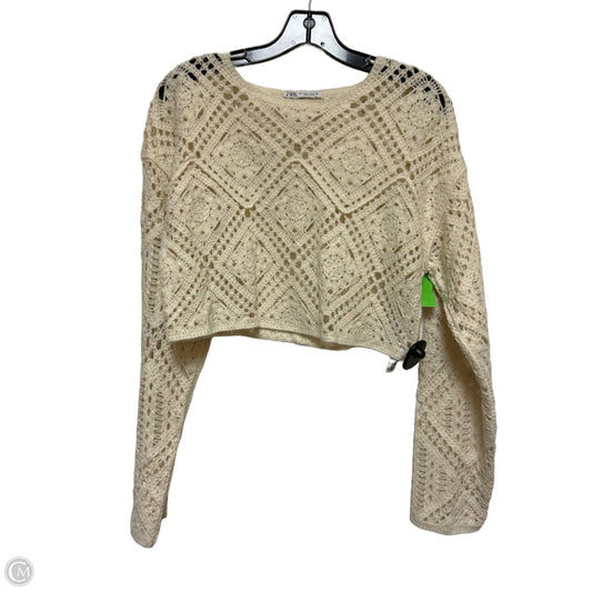 Top Long Sleeve By Zara In Cream, Size: S