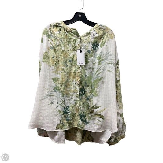 Top Long Sleeve By Rose And Olive In Green & White, Size: S