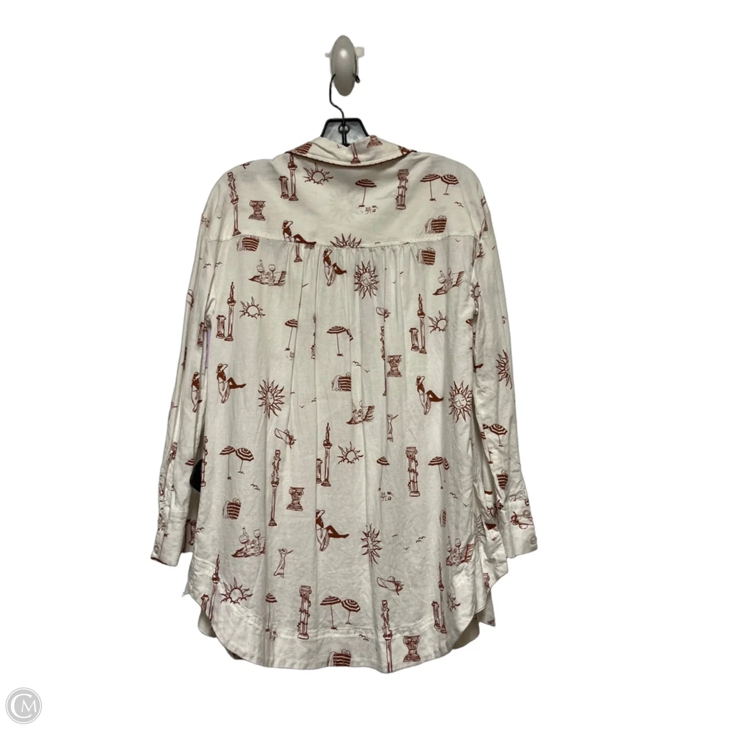 Top Long Sleeve By Jane And Delancey In Brown & White, Size: S