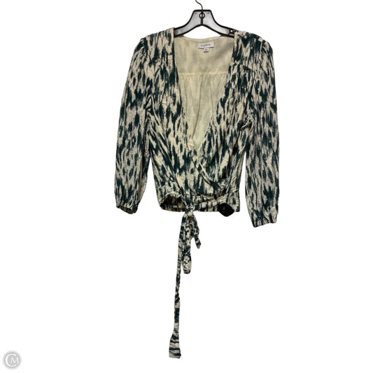 Top Long Sleeve By Evereve In Cream & Green, Size: L