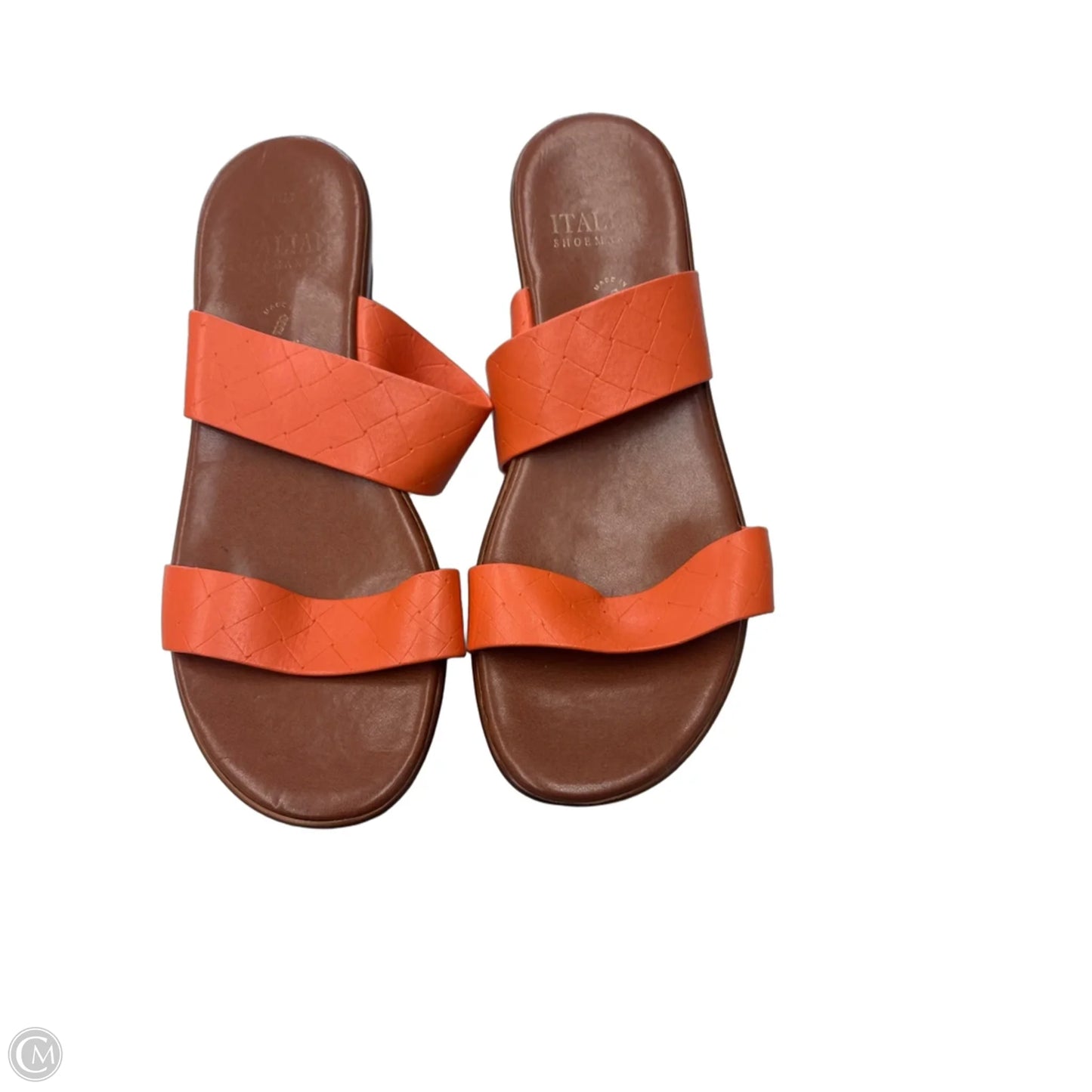 Sandals Heels Wedge By Italian Shoemakers In Orange, Size: 11