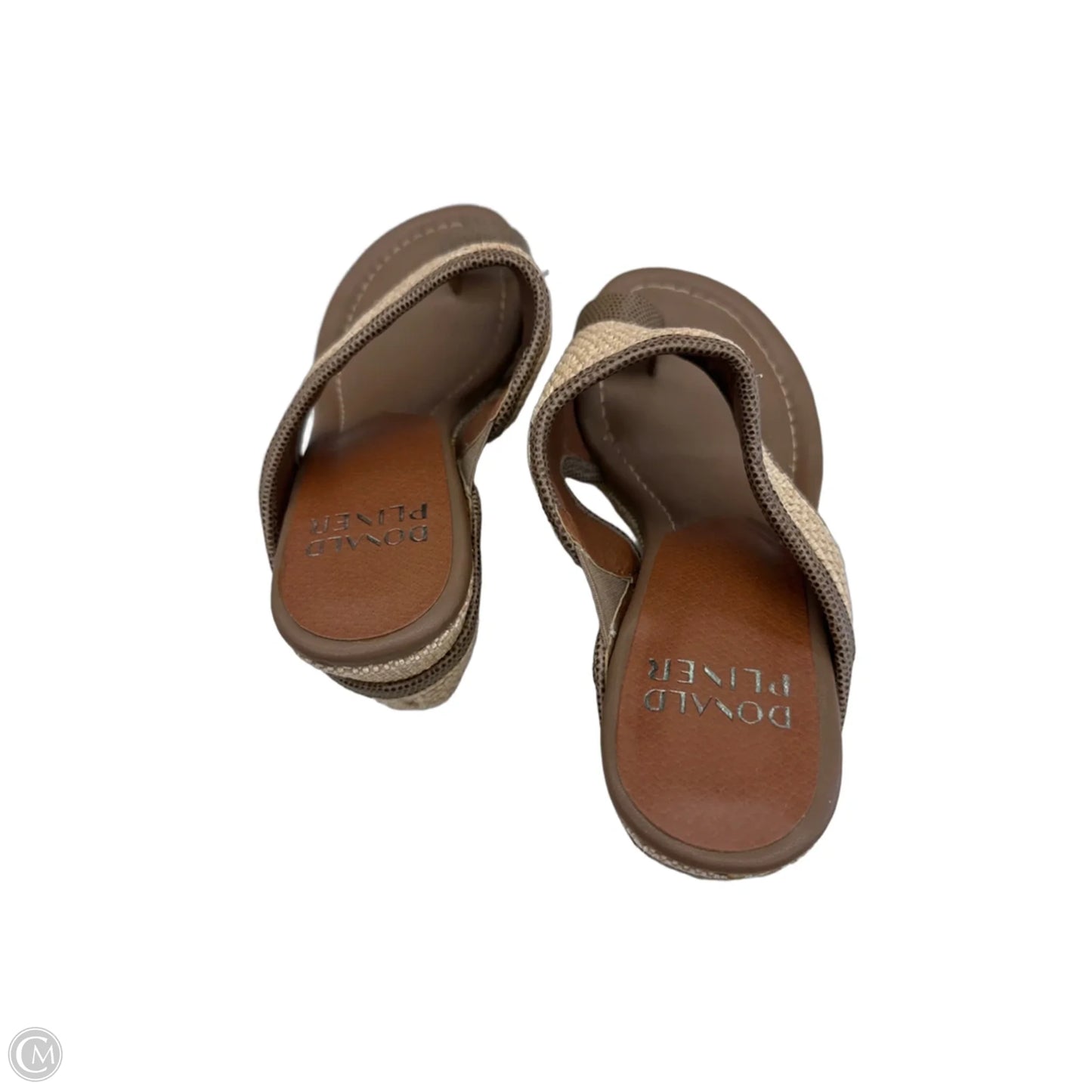 Sandals Heels Wedge By Donald Pliner In Brown & Tan, Size: 7.5