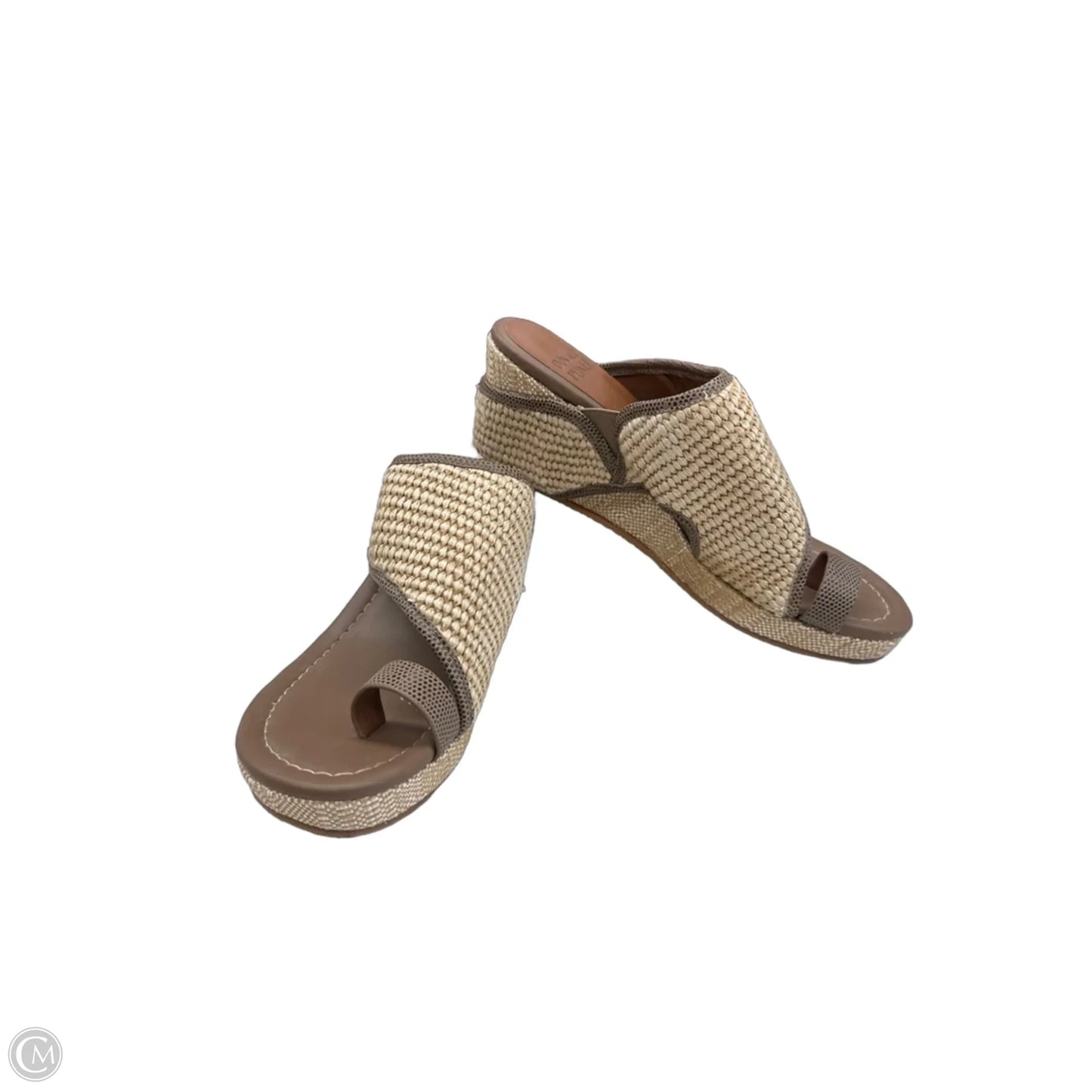 Sandals Heels Wedge By Donald Pliner In Brown & Tan, Size: 7.5