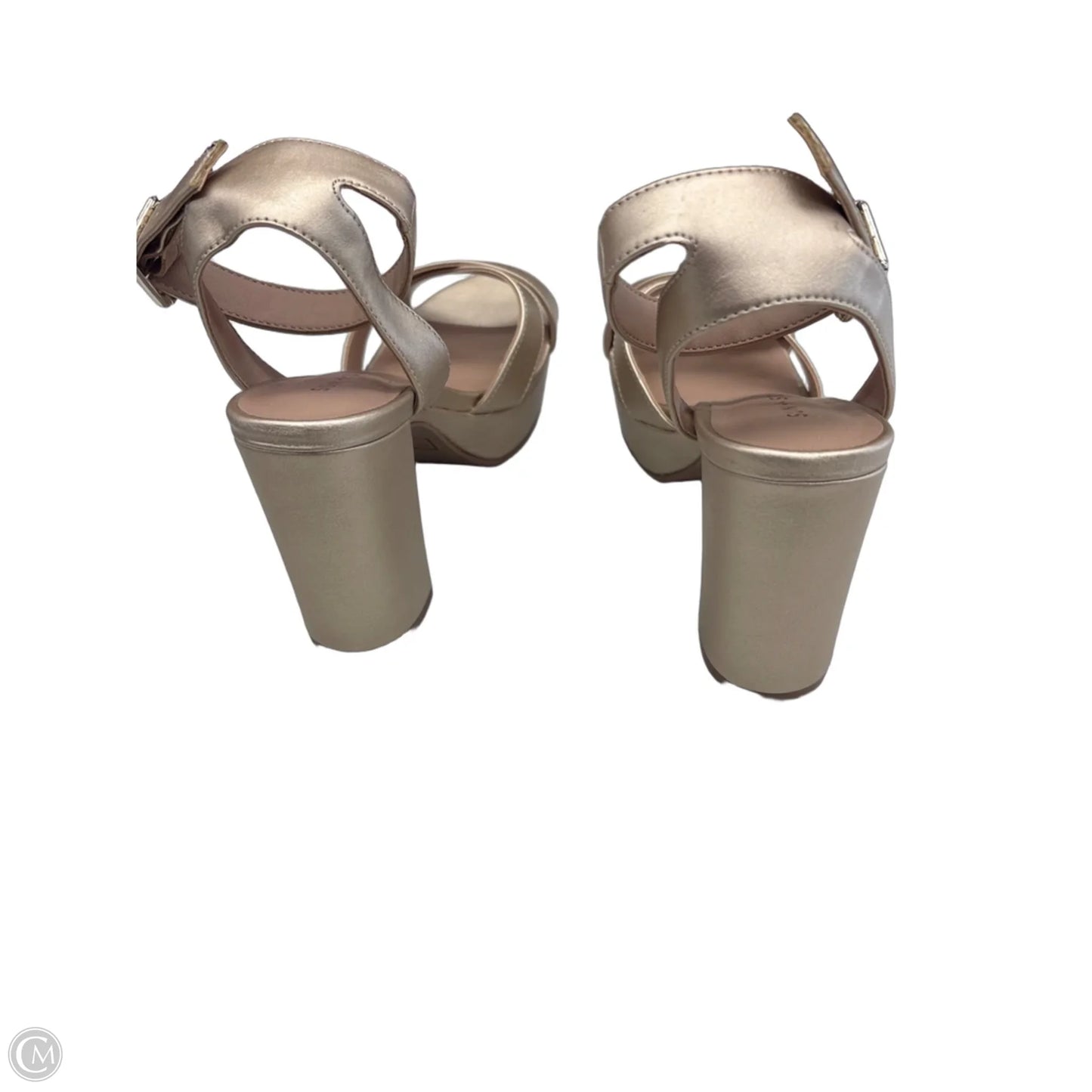 Sandals Heels Block By Clothes Mentor In Gold, Size: 6.5