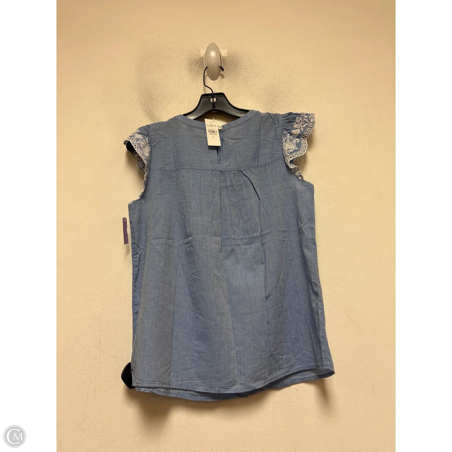 Top Short Sleeve By Loft In Blue & White, Size: Xs
