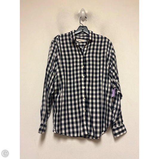 Top Long Sleeve By Loft In Checkered Pattern, Size: Xs