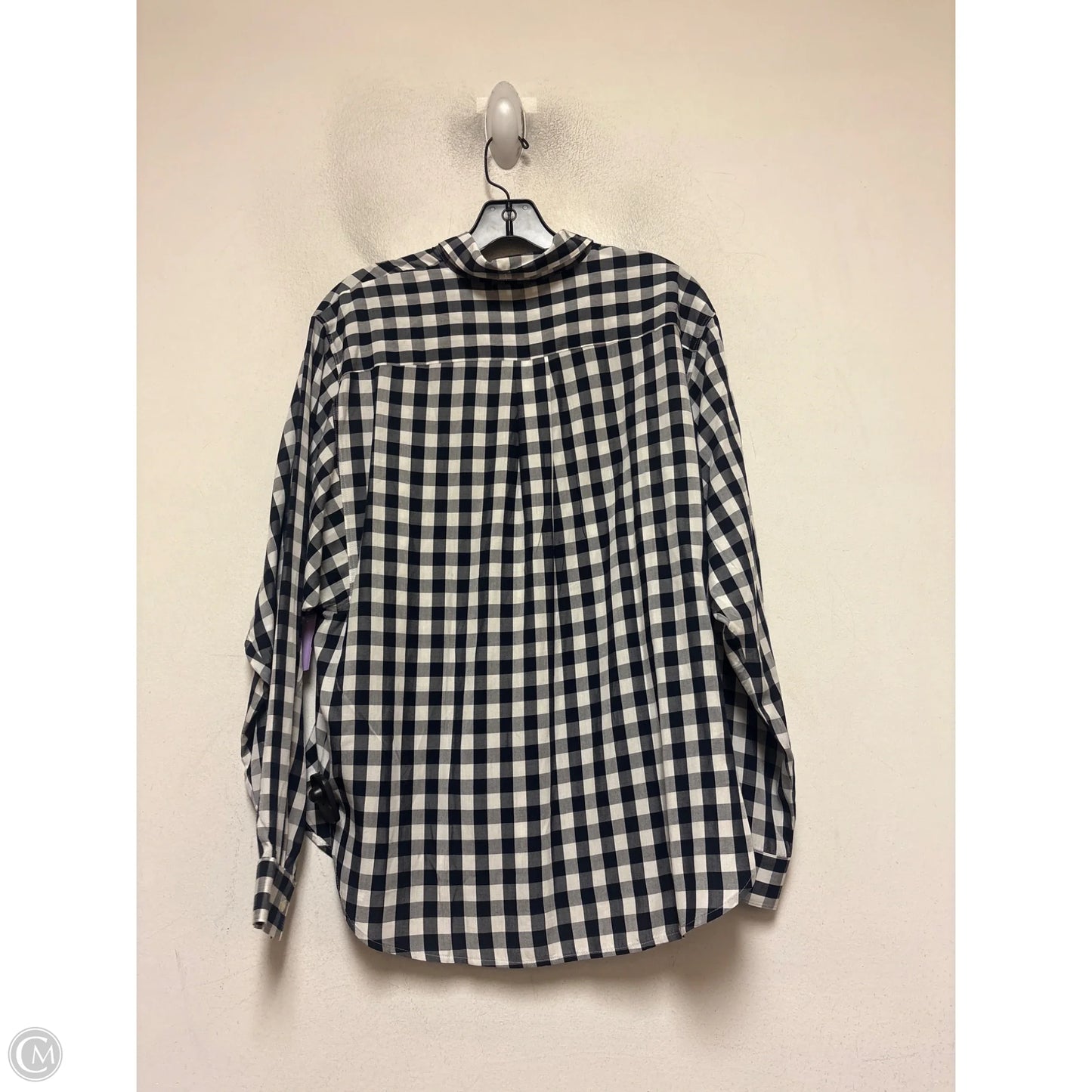 Top Long Sleeve By Loft In Checkered Pattern, Size: Xs