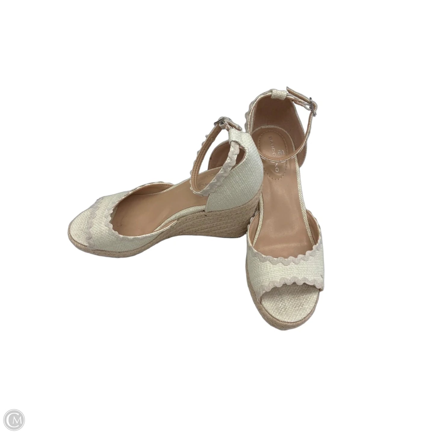 Sandals Heels Wedge By Bandolino In Cream & Tan, Size: 6.5