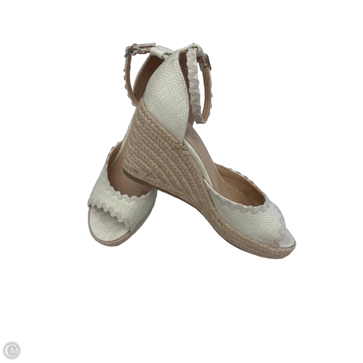 Sandals Heels Wedge By Bandolino In Cream & Tan, Size: 6.5