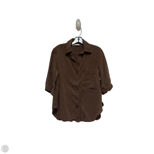 Top Short Sleeve By Zara In Brown, Size: Xs