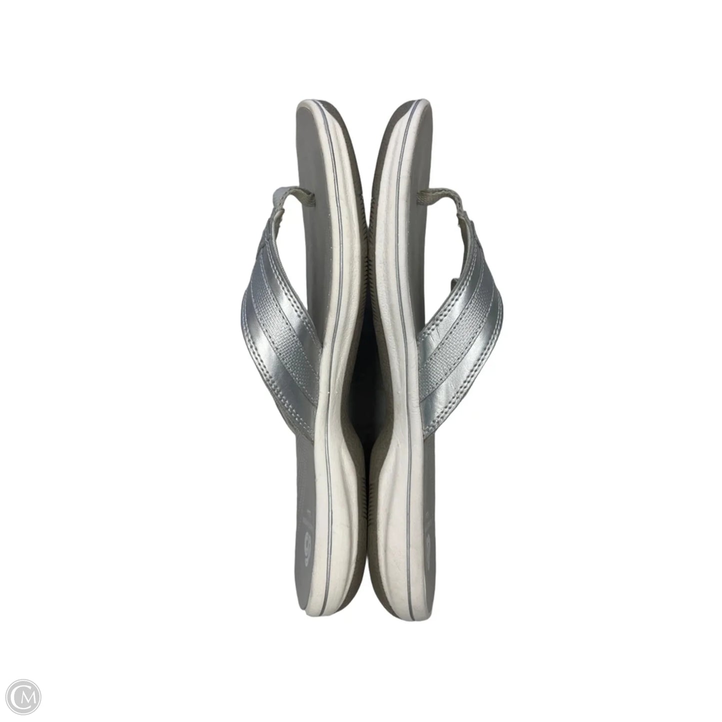 Sandals Flats By Clarks In Silver, Size: 8
