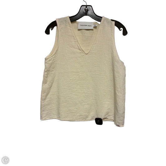 Top Sleeveless By Calvin Klein In Cream, Size: Xs