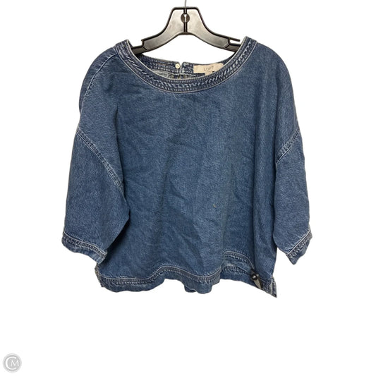 Top Short Sleeve By Loft In Blue Denim, Size: Xxl