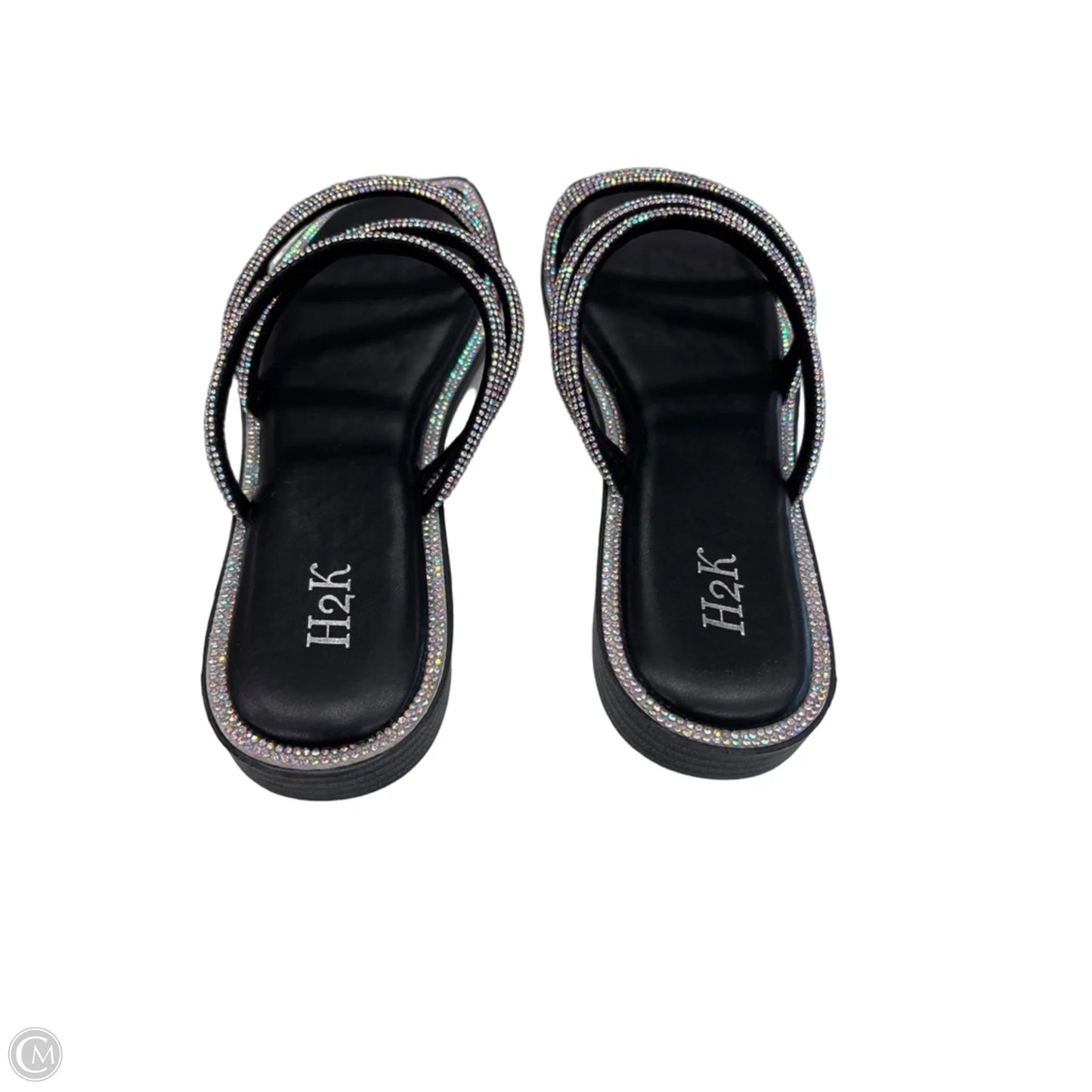 Sandals Flats By Clothes Mentor In Black & Pink, Size: 10