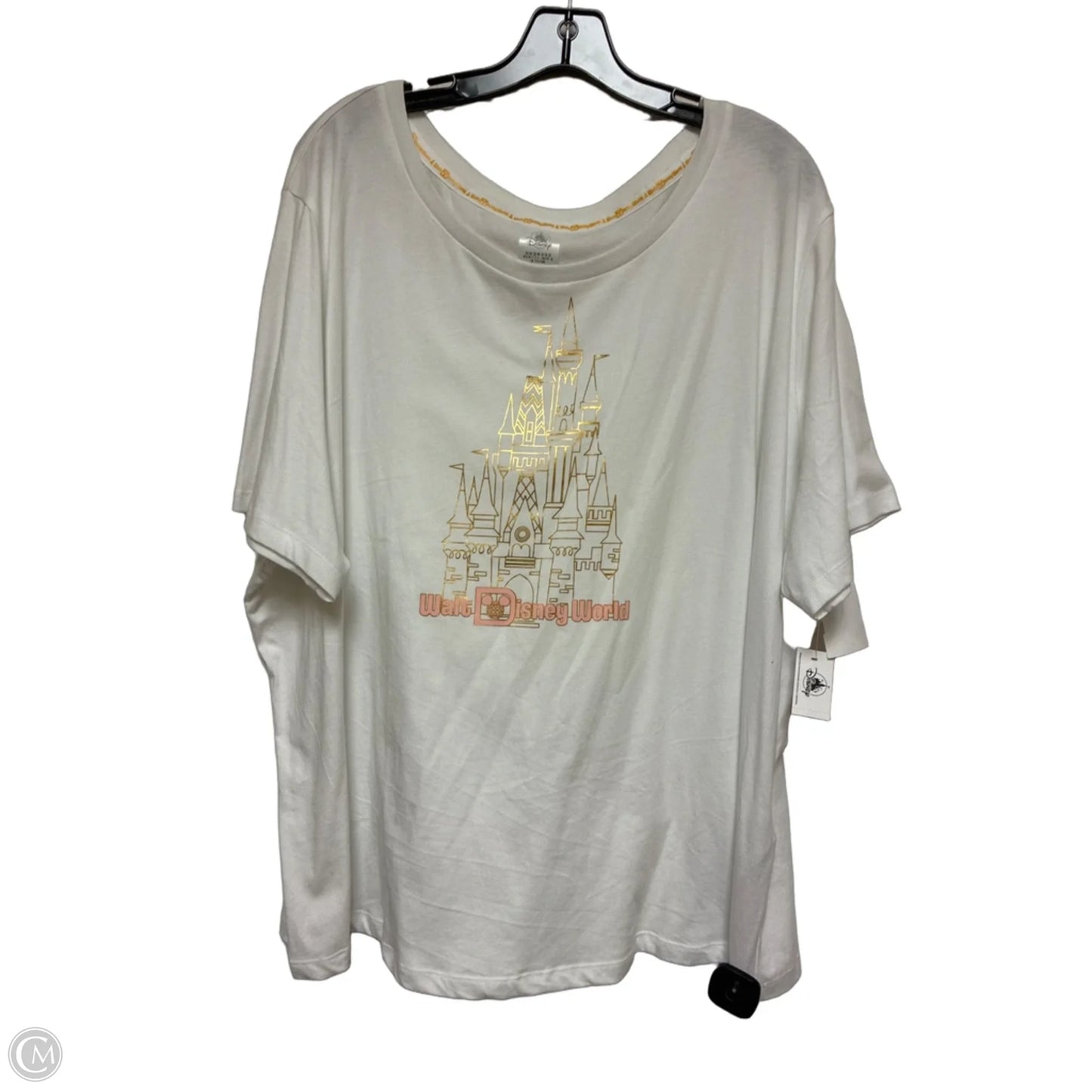 Top Short Sleeve Basic By Disney Store In Gold & White, Size: 3x