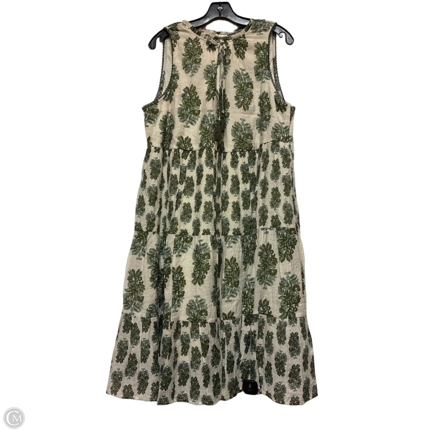 Dress Casual Short By Clothes Mentor In Cream & Green, Size: Xl