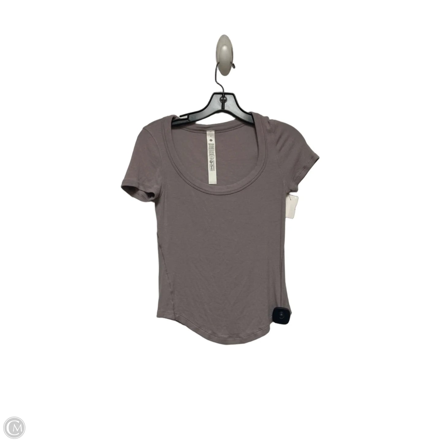 Athletic Top Short Sleeve By Lululemon In Grey, Size: 4