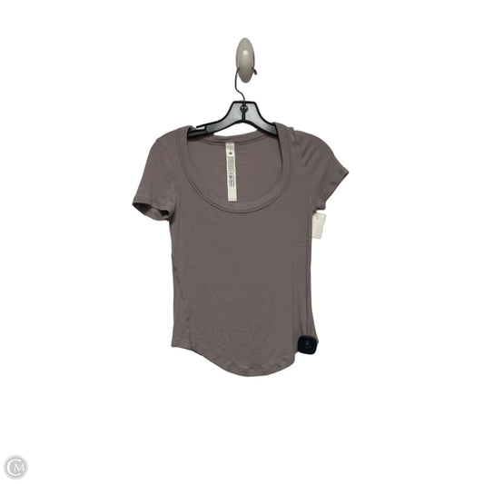 Athletic Top Short Sleeve By Lululemon In Grey, Size: 4