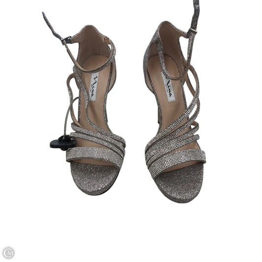 Sandals Heels Stiletto By Nina In Silver, Size: 10