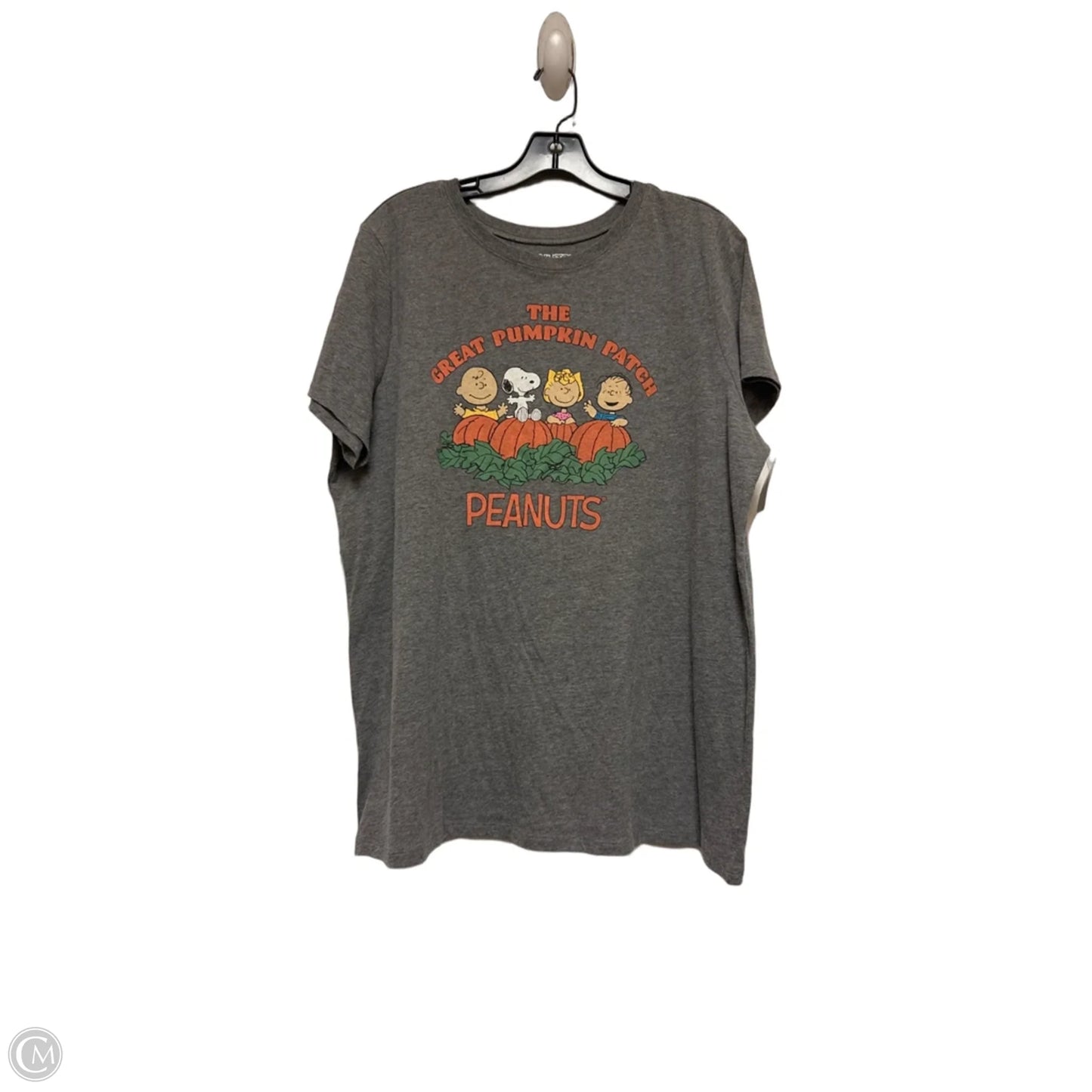 Top Short Sleeve Basic By Clothes Mentor In Grey & Orange, Size: 2x