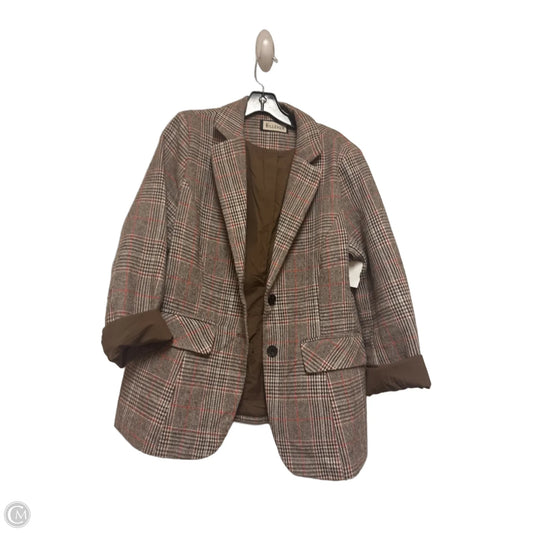 Blazer By Clothes Mentor In Plaid Pattern, Size: L