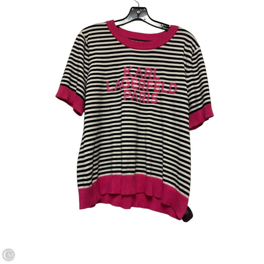 Top Short Sleeve Designer By Karl Lagerfeld In Striped Pattern, Size: Xl