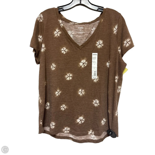 Top Short Sleeve Basic By Sonoma In Brown & White, Size: L
