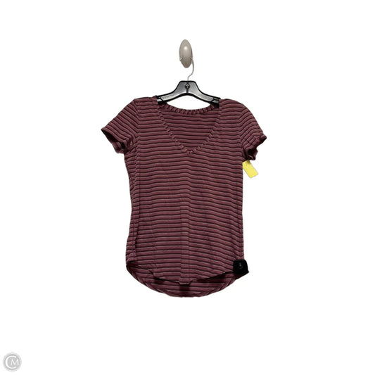 Athletic Top Short Sleeve By Lululemon In Striped Pattern, Size: M
