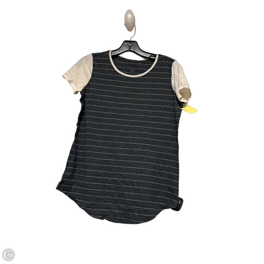 Athletic Top Short Sleeve By Lululemon In Grey & White, Size: M