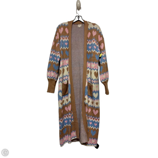 Sweater Cardigan By Dee Elly In Pink & Tan, Size: M