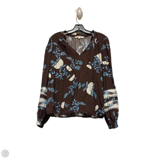 Top Long Sleeve By Loft In Floral Print, Size: Lp