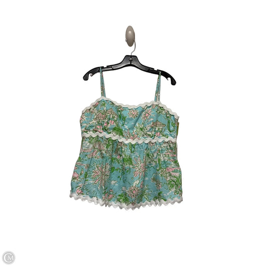 Top Sleeveless Designer By Lilly Pulitzer In Blue & Green, Size: Xl