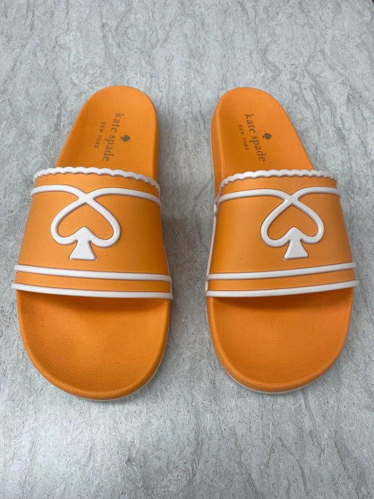 Sandals Designer By Kate Spade In Orange & White, Size: 10