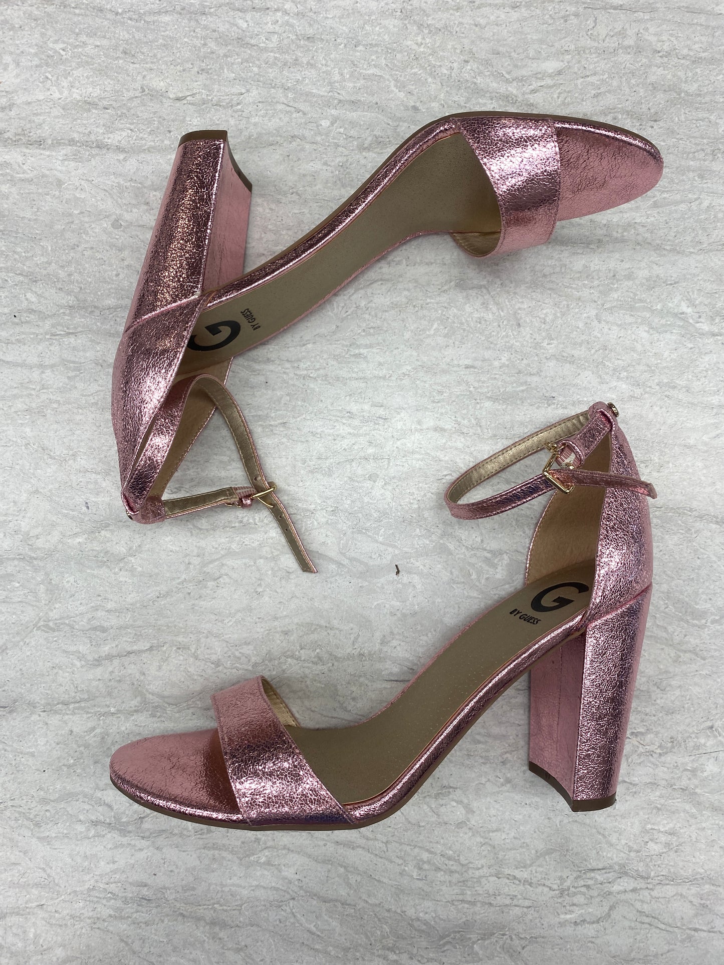 Sandals Heels Block By Guess In Pink, Size: 10