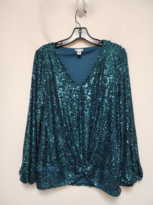 Top Long Sleeve By Spense In Teal, Size: L