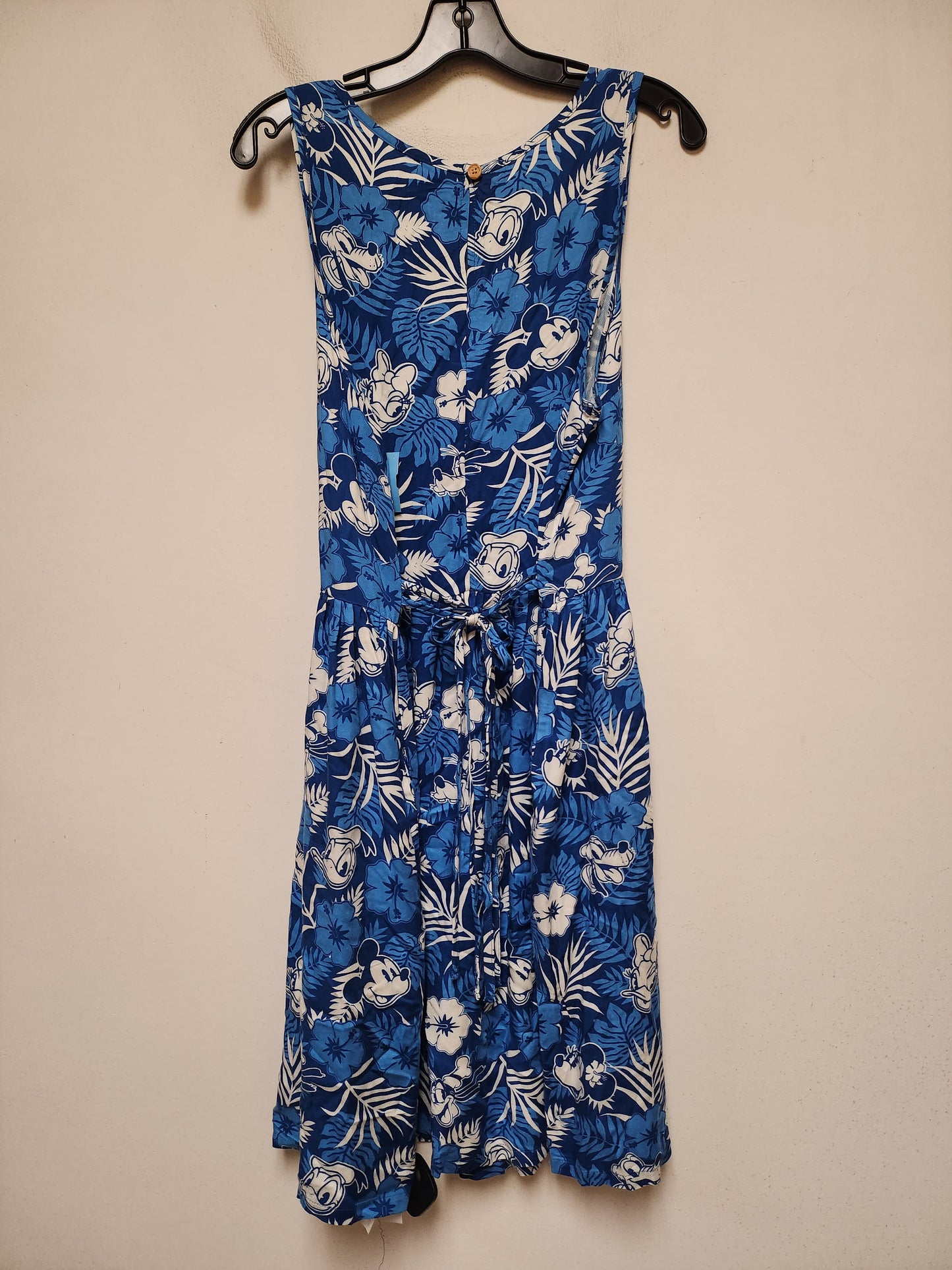 Dress Casual Midi By Walt Disney In Blue & White, Size: L