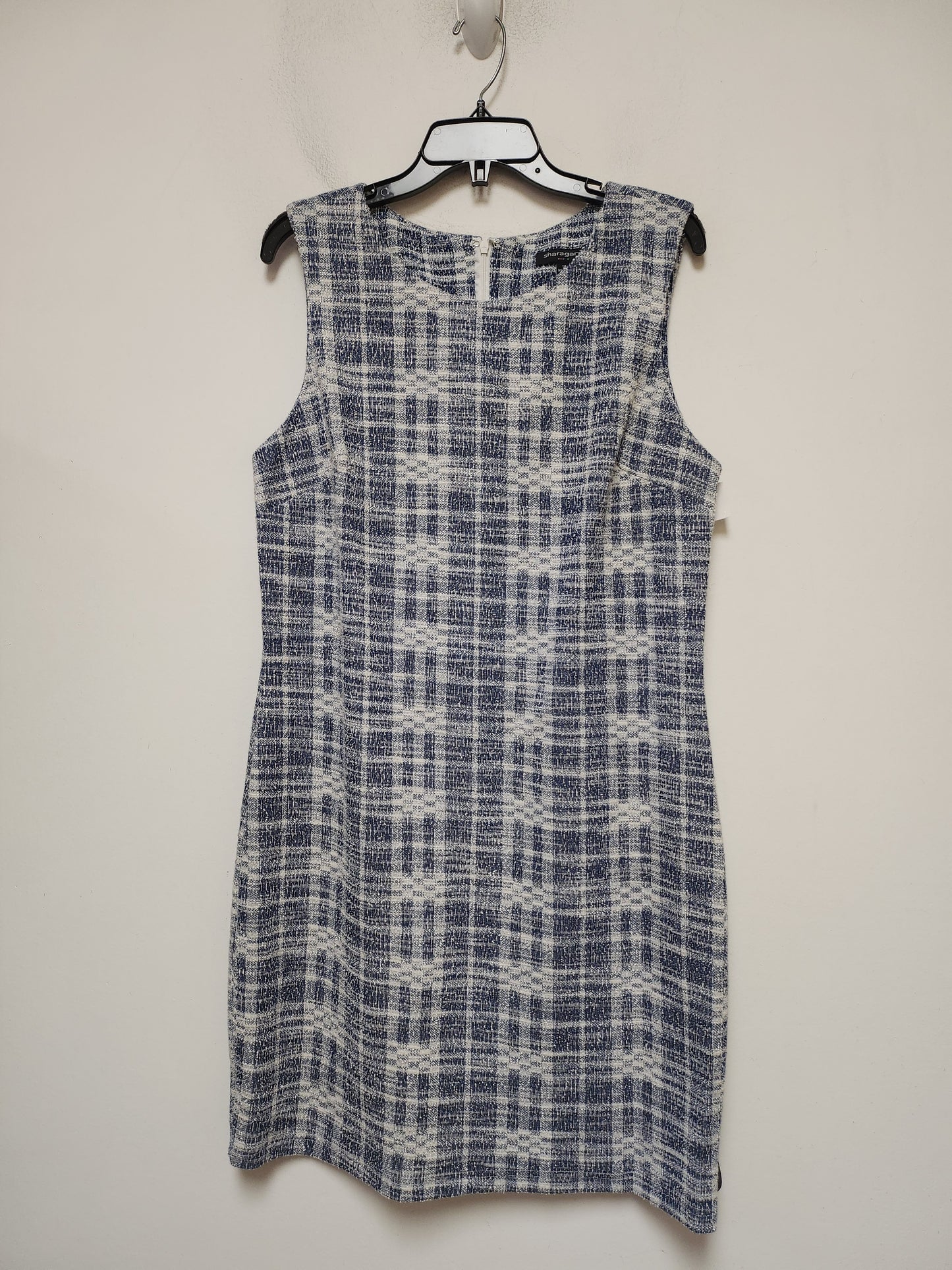 Blue & White Dress Casual Midi Sharagano, Size Xl