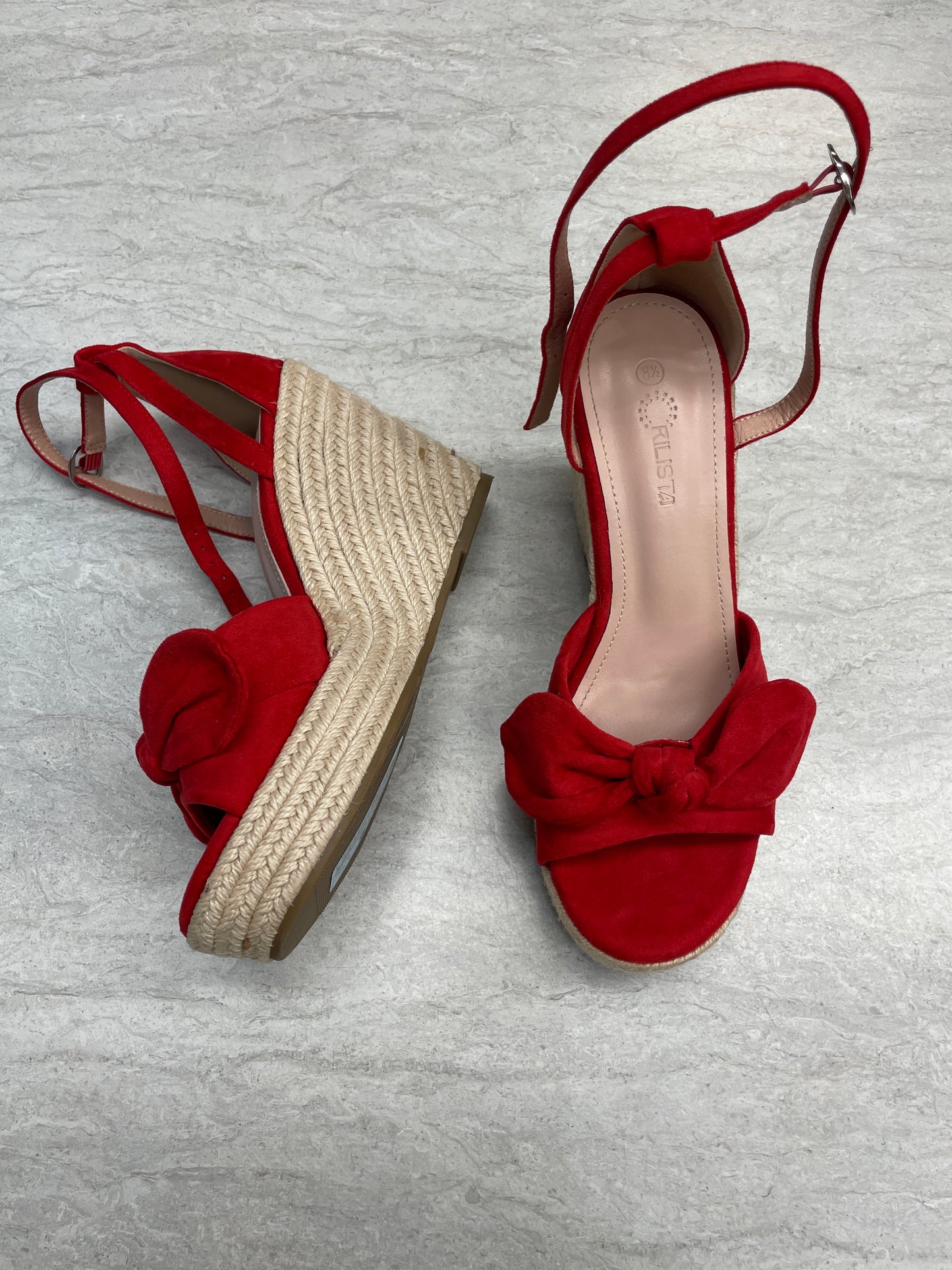 Sandals Heels Wedge By Clothes Mentor In Red, Size: 8.5