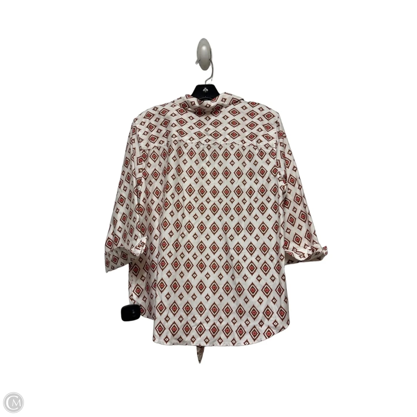 Top Short Sleeve By Chicos In Brown & White, Size: L