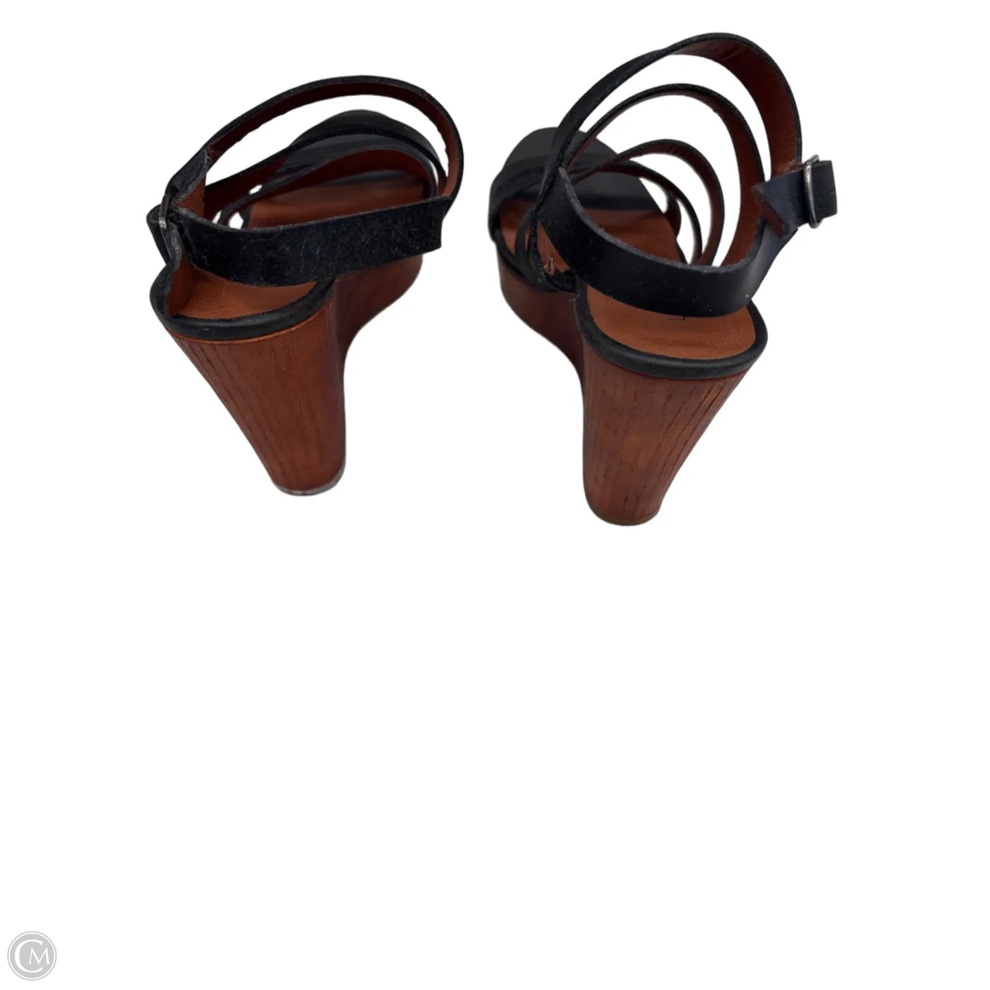 Sandals Heels Wedge By Lucky Brand In Black & Brown, Size: 8.5