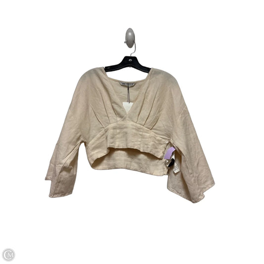 Top Long Sleeve By Zara In Tan, Size: S
