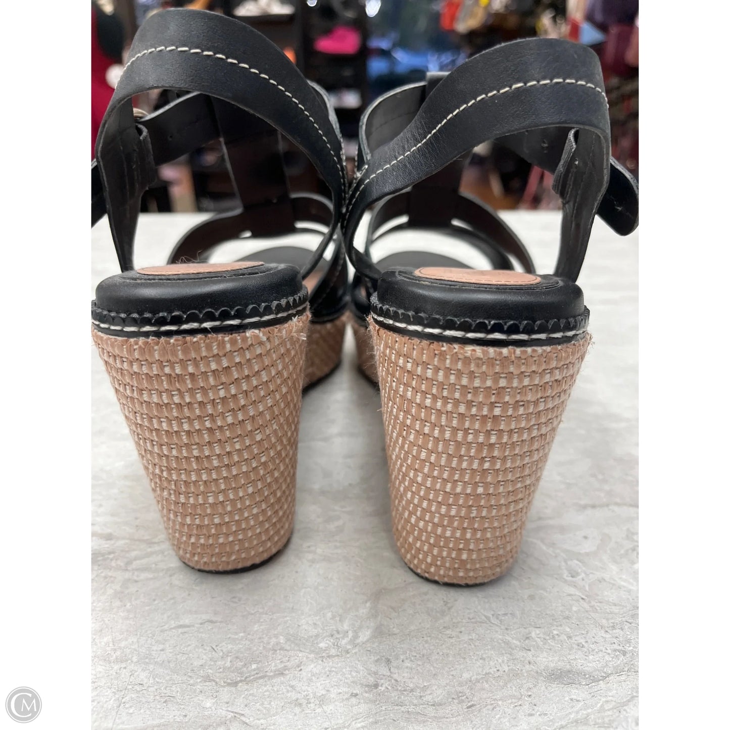 Sandals Heels Wedge By Cole-haan In Black & Tan, Size: 7