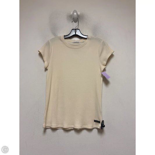 Top Short Sleeve By Calvin Klein In Cream, Size: Xl