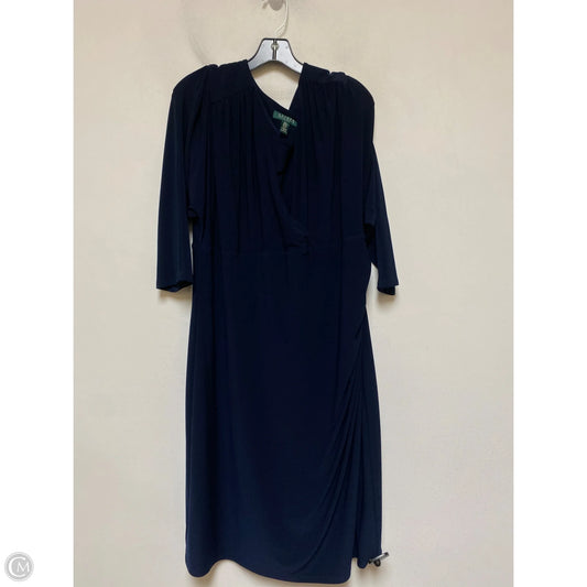 Dress Casual Midi By Lauren By Ralph Lauren In Navy, Size: 2x