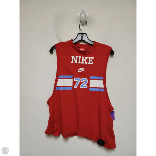 Athletic Tank Top By Nike Apparel In Red & White, Size: L