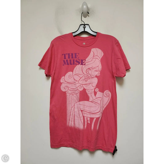 Top Short Sleeve Basic By Walt Disney In Pink & Purple, Size: S
